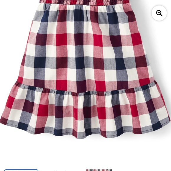 The Children’s Place Girls Strappy Gingham Smocked Ruffle Dress Size XXL (16) NW - Picture 3 of 7